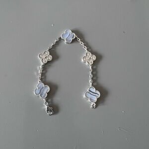 Elegant S925 Silver and Blue Floral Bracelet